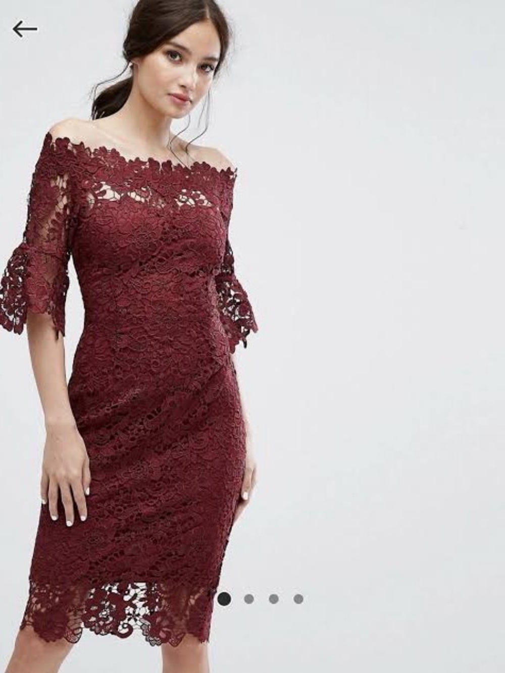 Paper Dolls Petite Women’s Lace Crochet Sheath Dress - Burgundy 0026